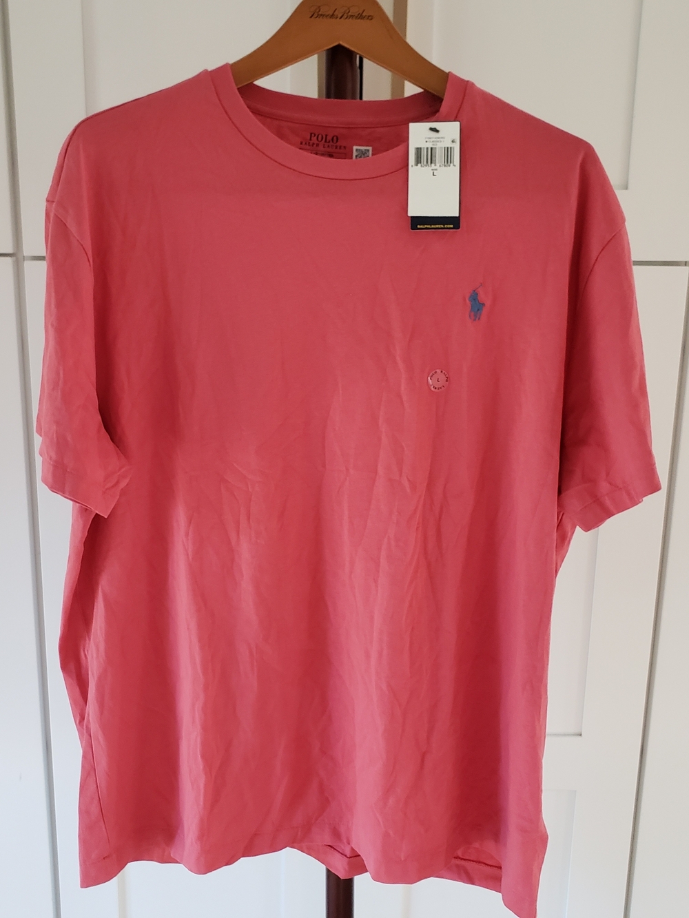 Polo by Ralph Lauren Coral Crewneck Tee with Embroidered Pony